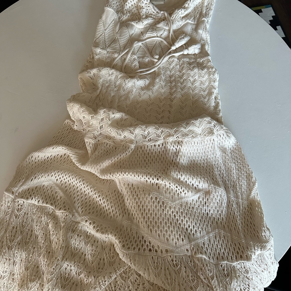 Farm Rio x Anthropologie Boho Cream Crochet Knit Maxi Dress - Picture 8 of 9